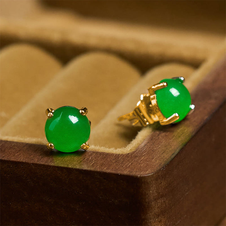 Buddha Stones Pendientes de jade y plata de ley 925 con el símbolo de la abundancia. - image 3