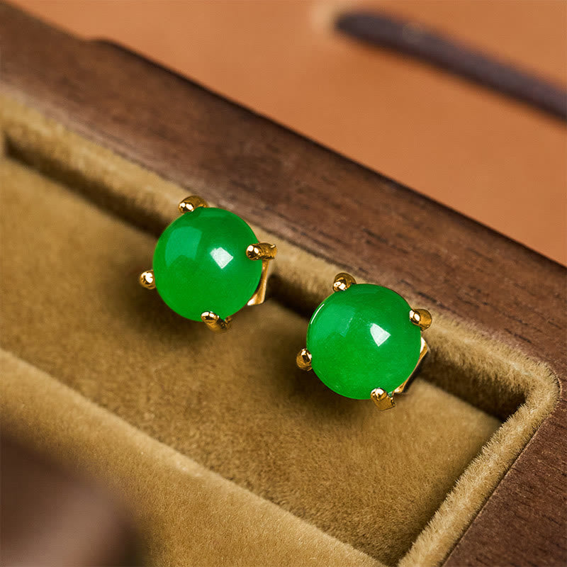 Buddha Stones Pendientes de jade y plata de ley 925 con el símbolo de la abundancia. - image 2