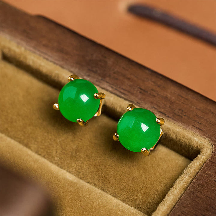 Buddha Stones Pendientes de jade y plata de ley 925 con el símbolo de la abundancia. - image 2