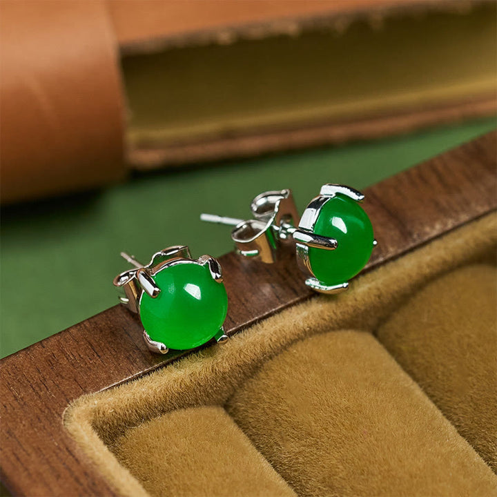 Buddha Stones Pendientes de jade y plata de ley 925 con el símbolo de la abundancia. - image 10