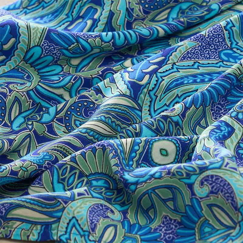 Buddha Stones Vestido largo de viscosa con mangas farol, estampado paisley y lazo en la cintura. - image 7