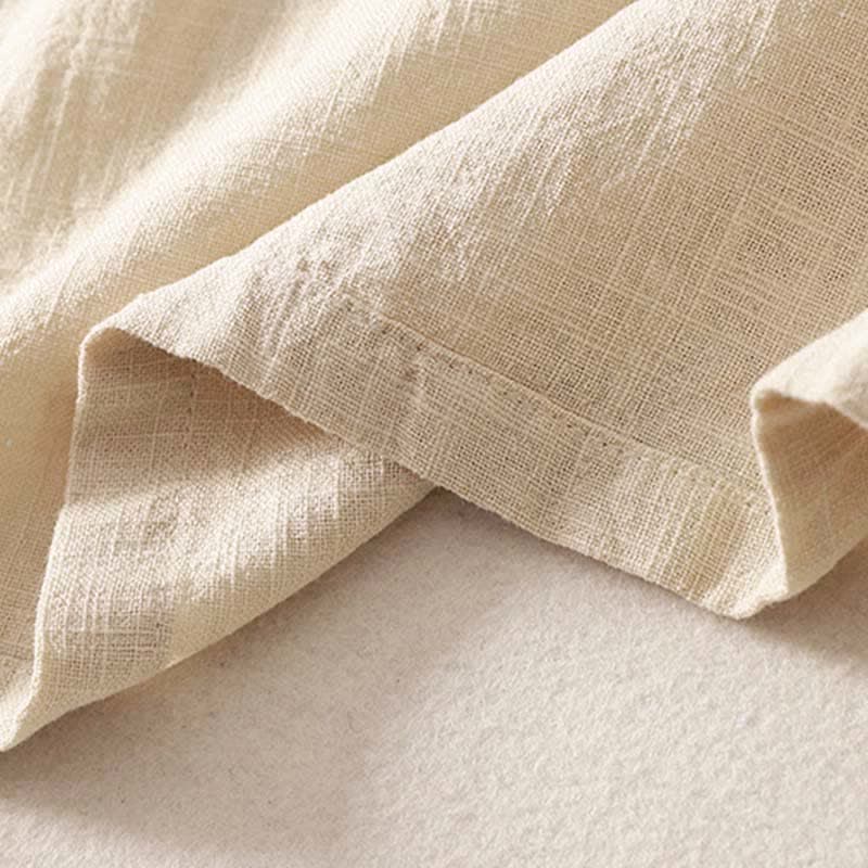 Buddha Stones Vestido de manga corta para mujer, largo hasta la rodilla, de algodón, con botones de rana y bolsillos, ideal para primavera. - image 9