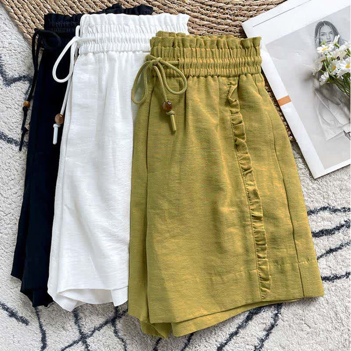 Buddha Stones Pantalones cortos de verano para mujer con cintura elástica, volantes y cordón ajustable, con bolsillos. - image 27