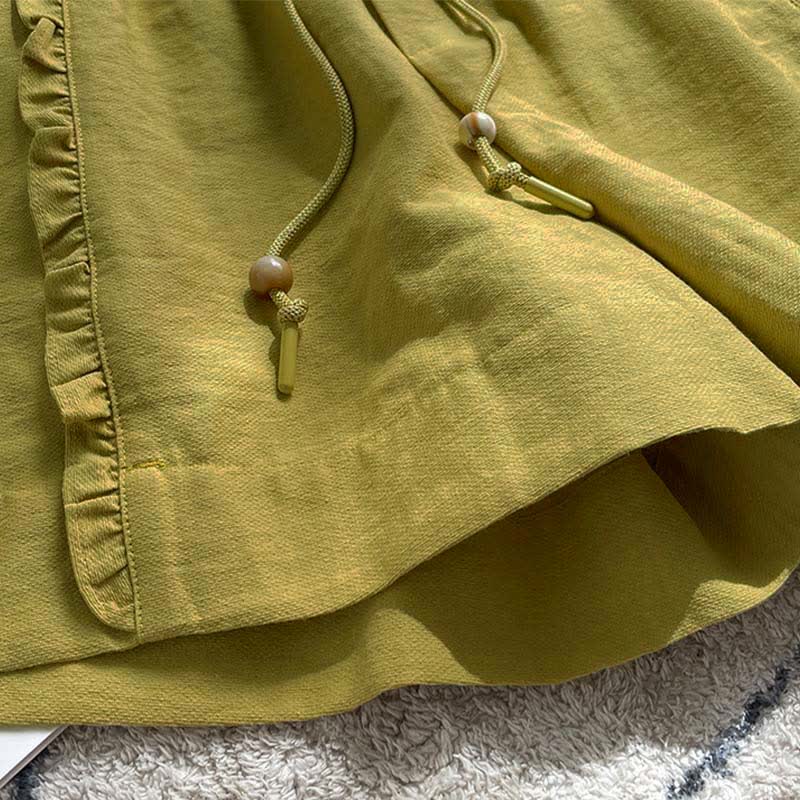 Buddha Stones Pantalones cortos de verano para mujer con cintura elástica, volantes y cordón ajustable, con bolsillos. - image 4