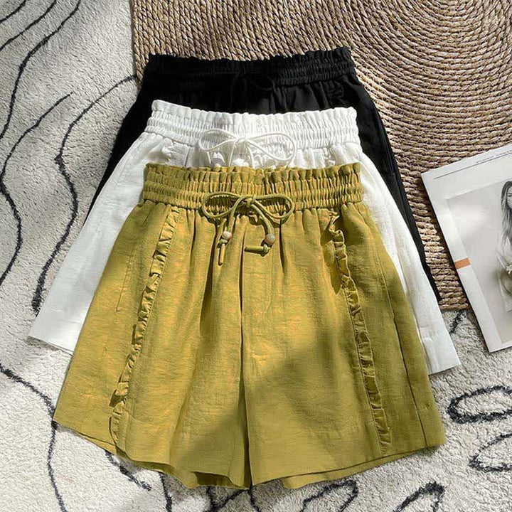 Buddha Stones Pantalones cortos de verano para mujer con cintura elástica, volantes y cordón ajustable, con bolsillos. - image 25