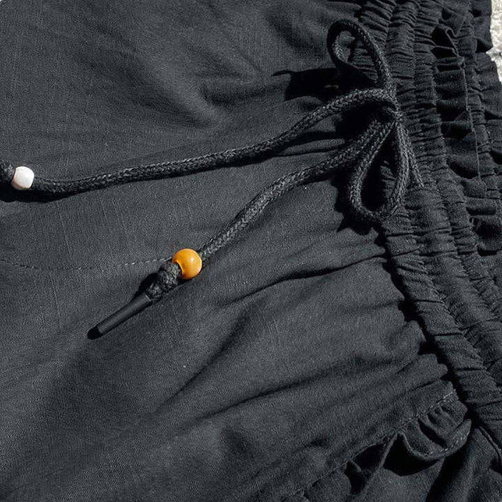 Buddha Stones Pantalones cortos de verano para mujer con cintura elástica, volantes y cordón ajustable, con bolsillos. - image 10