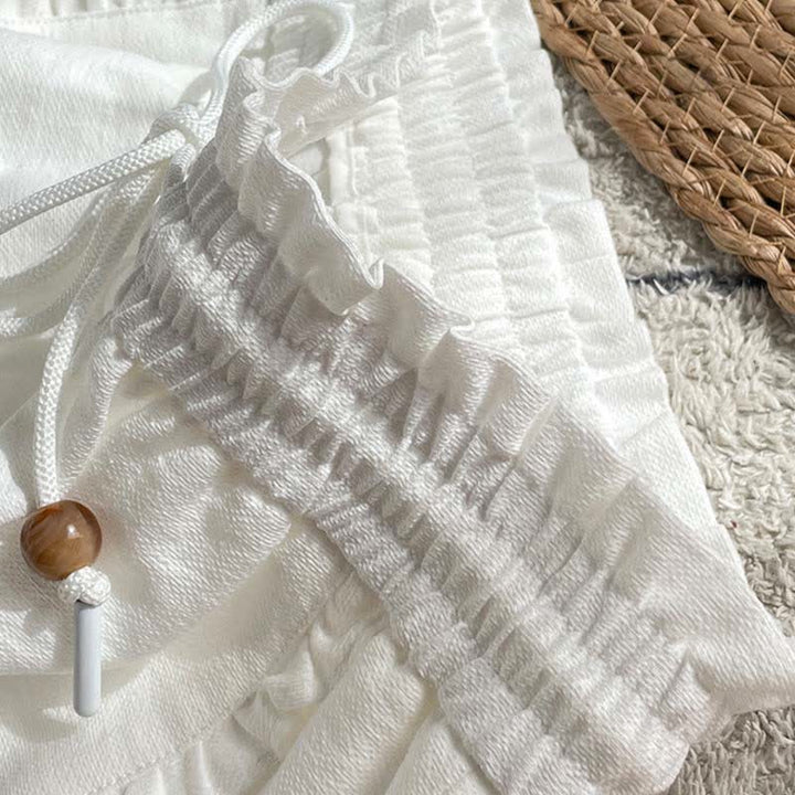 Buddha Stones Pantalones cortos de verano para mujer con cintura elástica, volantes y cordón ajustable, con bolsillos. - image 19