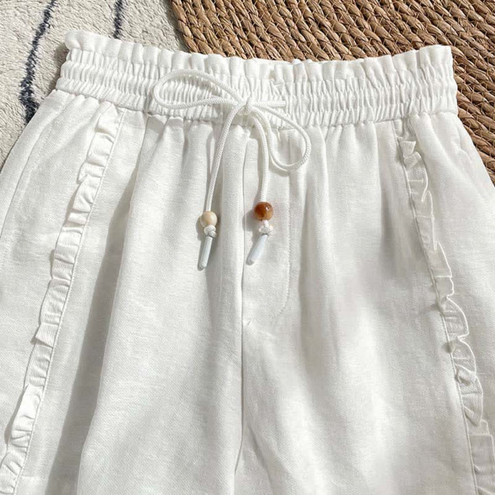 Buddha Stones Pantalones cortos de verano para mujer con cintura elástica, volantes y cordón ajustable, con bolsillos. - image 16