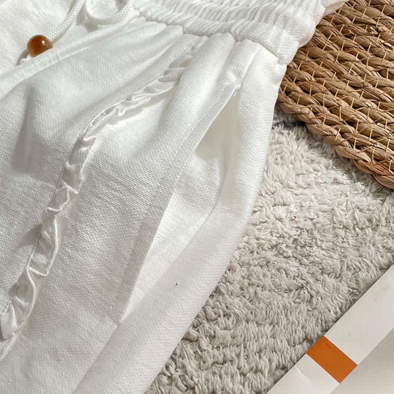 Buddha Stones Pantalones cortos de verano para mujer con cintura elástica, volantes y cordón ajustable, con bolsillos. - image 20