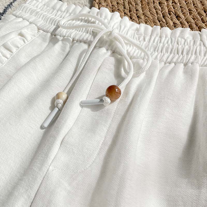 Buddha Stones Pantalones cortos de verano para mujer con cintura elástica, volantes y cordón ajustable, con bolsillos. - image 17