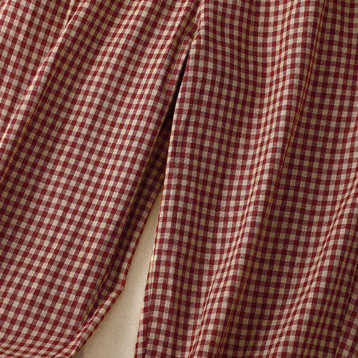 Buddha Stones Pantalones de mujer de corte cropped, ajustados, con cintura elástica y estampado a cuadros, ideales para el verano. - image 3