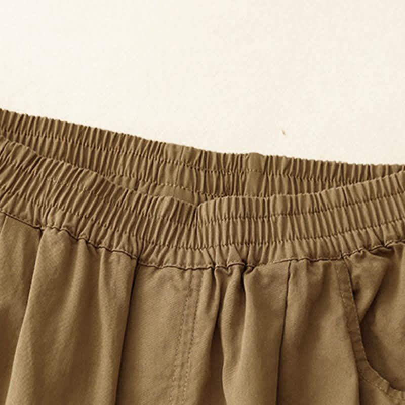 Buddha Stones Pantalones cortos de algodón para mujer con cintura elástica y bolsillos, ideales para el verano. - image 2