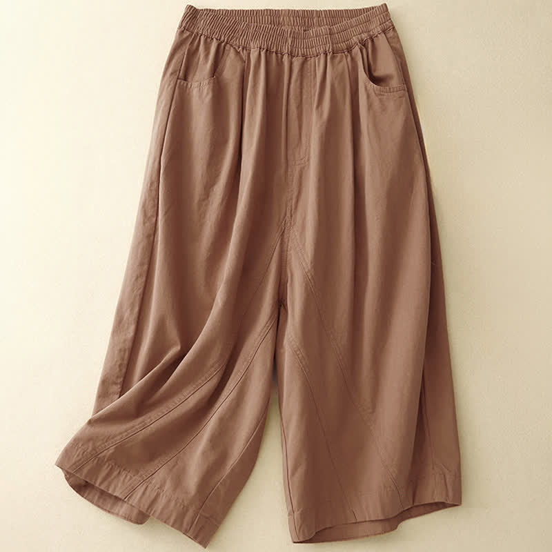Buddha Stones Pantalones cortos de algodón para mujer con cintura elástica y bolsillos, ideales para el verano. - Salmón oscuro - US8-10，UK/AU12-14，EU40-42 (2XL) - image 14