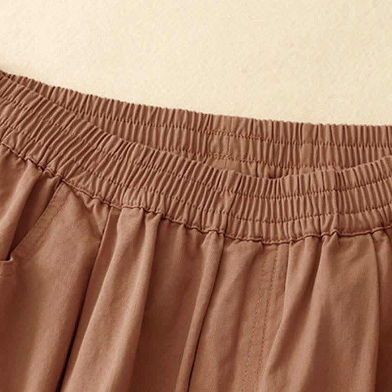 Buddha Stones Pantalones cortos de algodón para mujer con cintura elástica y bolsillos, ideales para el verano. - image 15