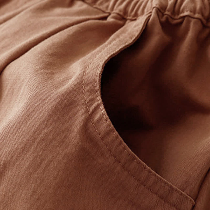 Buddha Stones Pantalones cortos de algodón para mujer con cintura elástica y bolsillos, ideales para el verano. - image 17