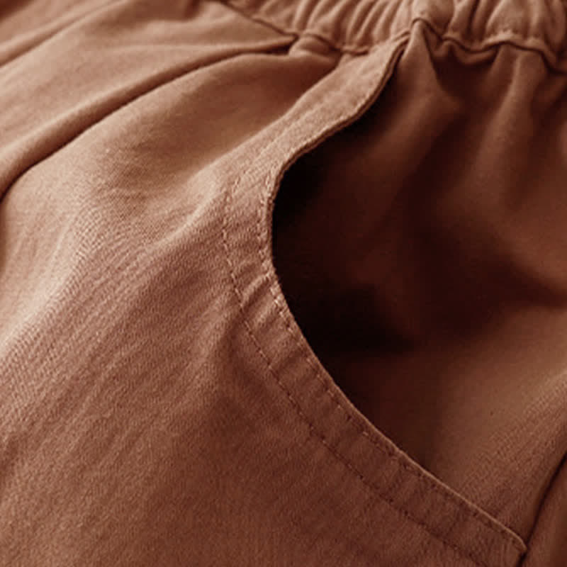 Buddha Stones Pantalones cortos de algodón para mujer con cintura elástica y bolsillos, ideales para el verano. - image 17