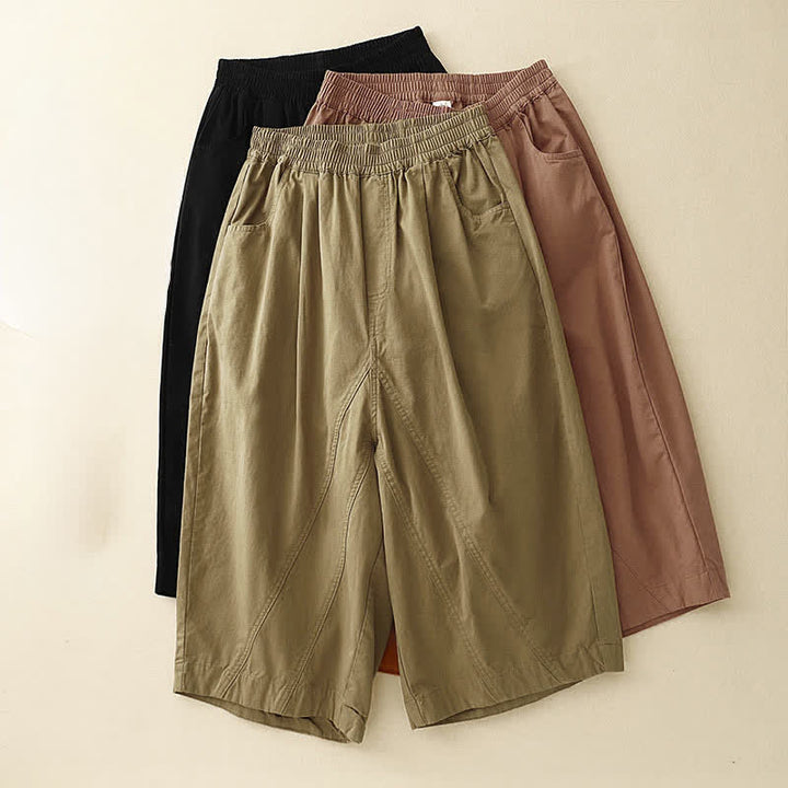 Buddha Stones Pantalones cortos de algodón para mujer con cintura elástica y bolsillos, ideales para el verano. - image 19