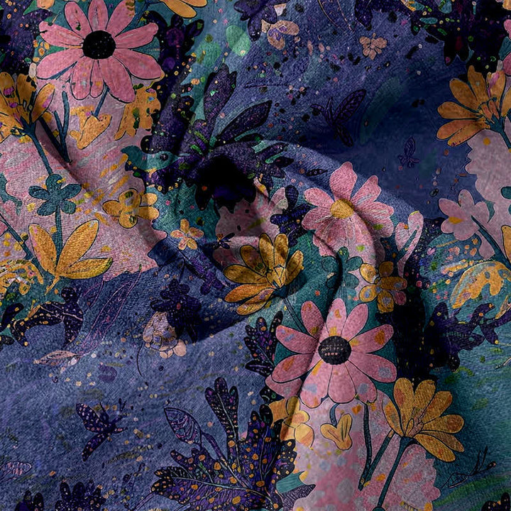 Buddha Stones Pantalones de mujer de algodón puro con estampado floral colorido, cintura elástica y bolsillos. - image 3