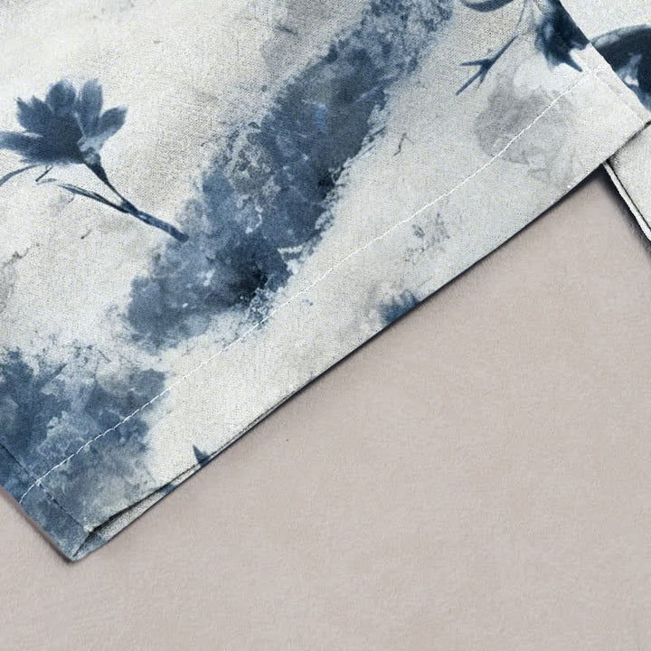 Buddha Stones Pantalones de mujer de algodón puro con cordón elástico y estampado floral de acuarela, con bolsillos. - image 4