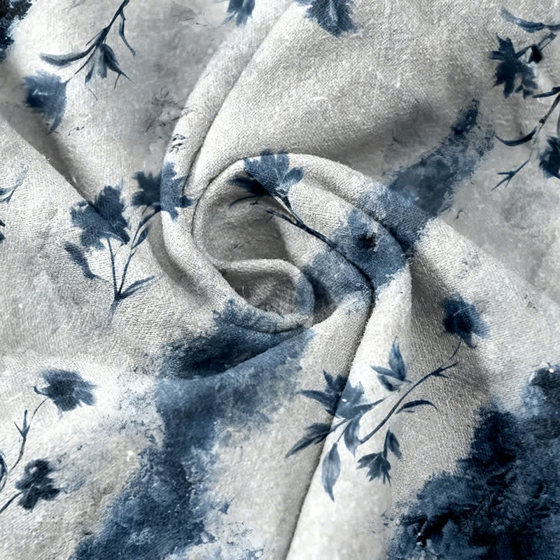 Buddha Stones Pantalones de mujer de algodón puro con cordón elástico y estampado floral de acuarela, con bolsillos. - image 5