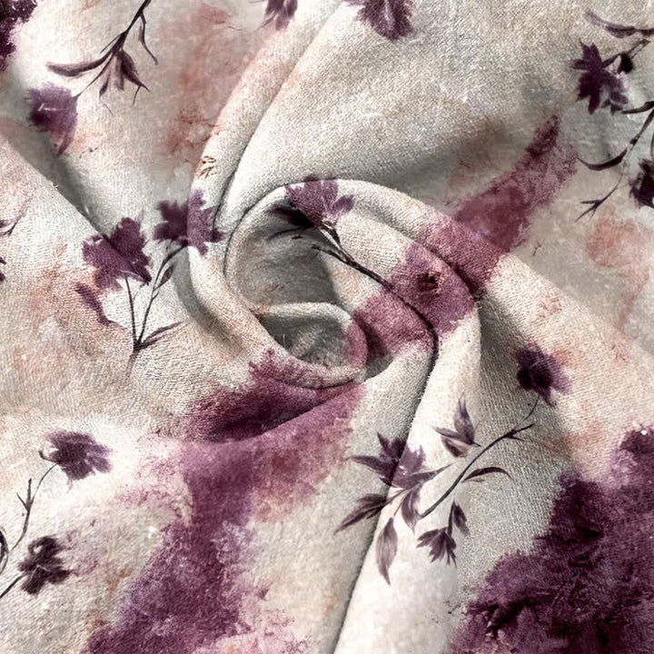 Buddha Stones Pantalones de mujer de algodón puro con cordón elástico y estampado floral de acuarela, con bolsillos. - image 8