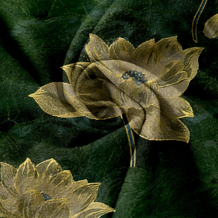 Buddha Stones Pantalones de mujer de algodón puro con cintura elástica y estampado de loto, con bolsillos. - image 11