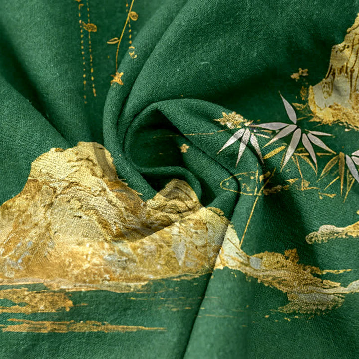 Buddha Stones Pantalones de mujer Cotton Mountain Moon con estampado de mariposas y cintura elástica, con bolsillos. - image 8