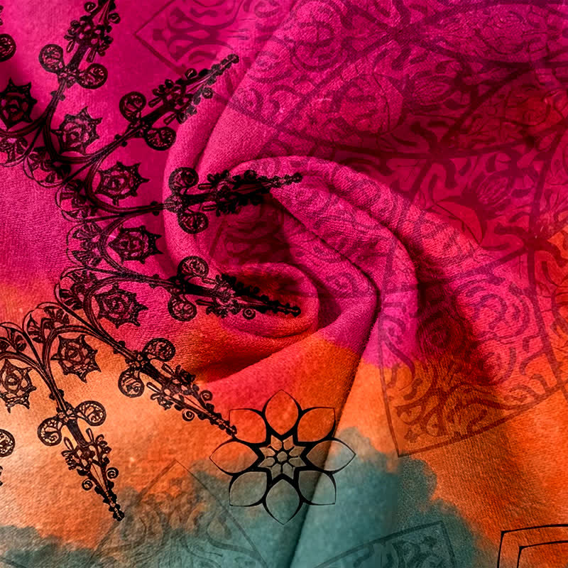 Buddha Stones Pantalones de mujer de algodón con estampado degradado de mandala, cintura elástica y bolsillos. - image 5