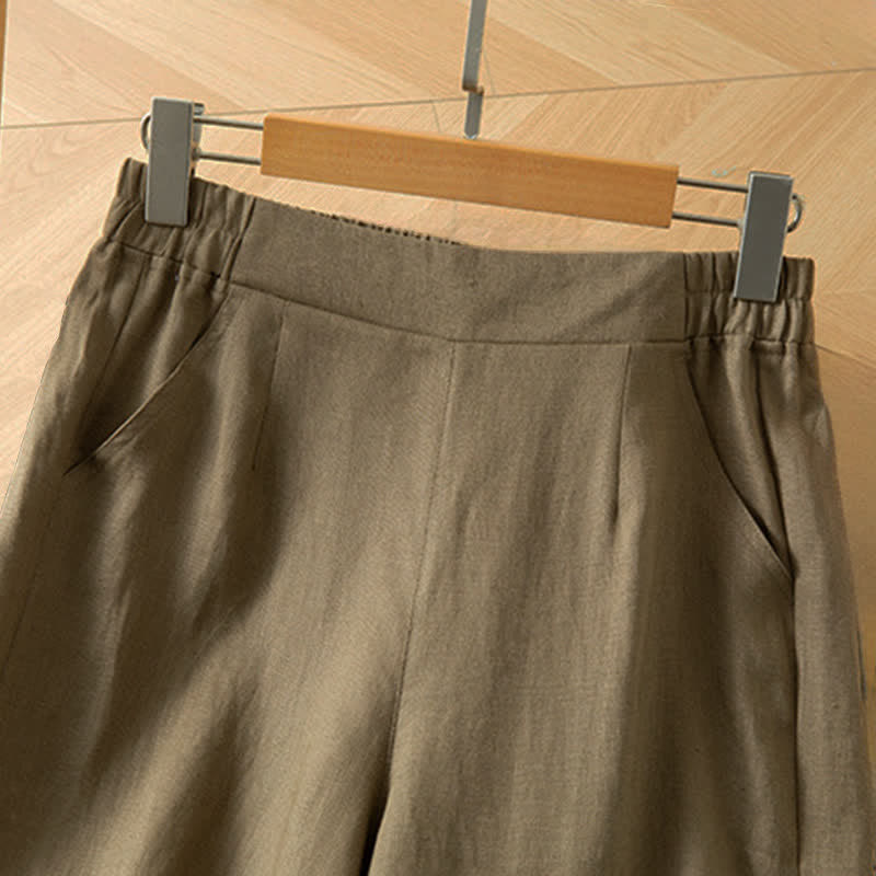 Buddha Stones Pantalones largos de mujer de primavera con cintura elástica alta, pernera ancha y bolsillos laterales. - image 2