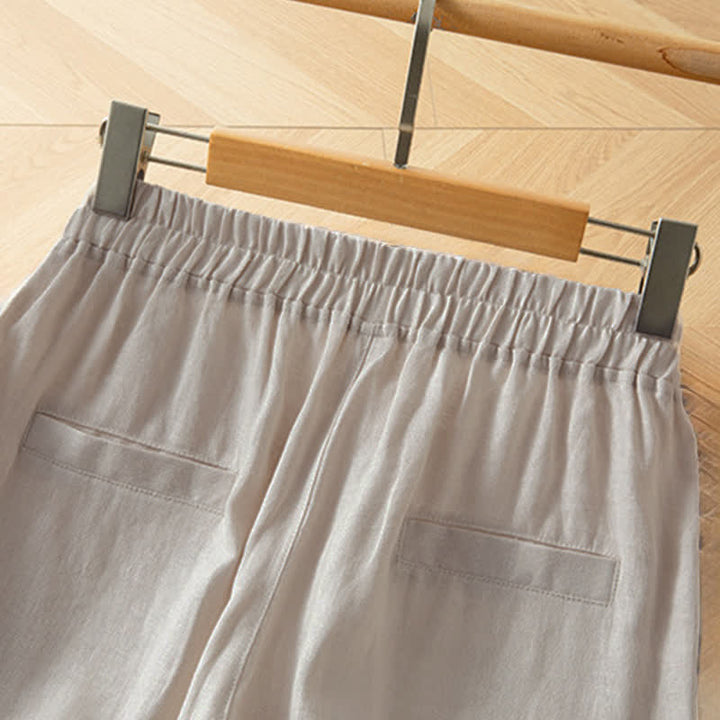 Buddha Stones Pantalones largos de mujer de primavera con cintura elástica alta, pernera ancha y bolsillos laterales. - image 17