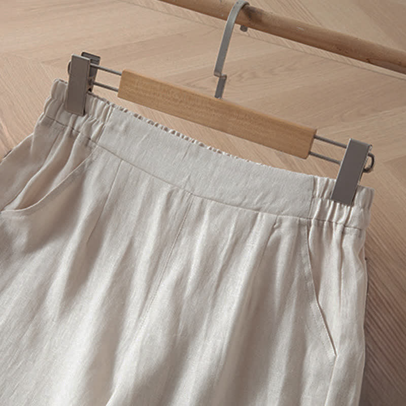 Buddha Stones Pantalones largos de mujer de primavera con cintura elástica alta, pernera ancha y bolsillos laterales. - image 16