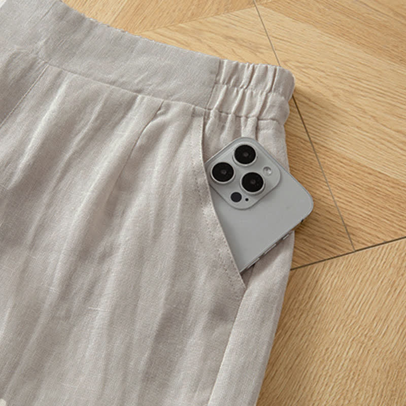 Buddha Stones Pantalones largos de mujer de primavera con cintura elástica alta, pernera ancha y bolsillos laterales. - image 20