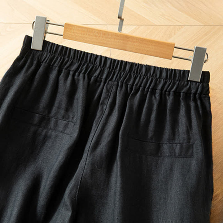 Buddha Stones Pantalones largos de mujer de primavera con cintura elástica alta, pernera ancha y bolsillos laterales. - image 31