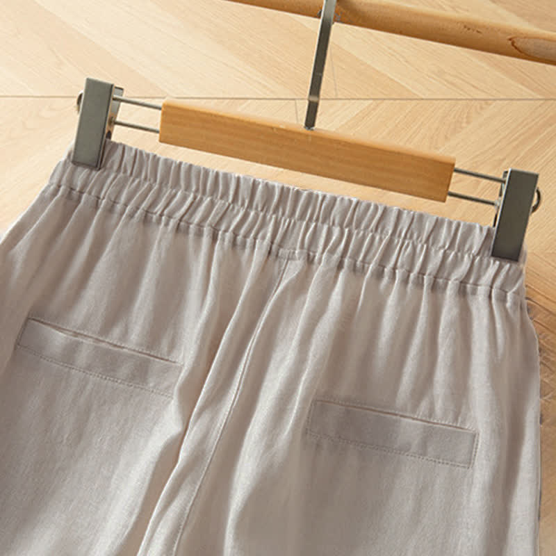 Buddha Stones Pantalones largos de mujer de primavera con cintura elástica alta, pernera ancha y bolsillos laterales. - image 17