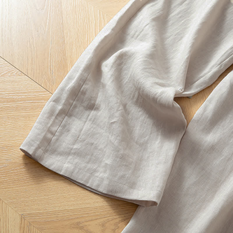 Buddha Stones Pantalones largos de mujer de primavera con cintura elástica alta, pernera ancha y bolsillos laterales. - image 26