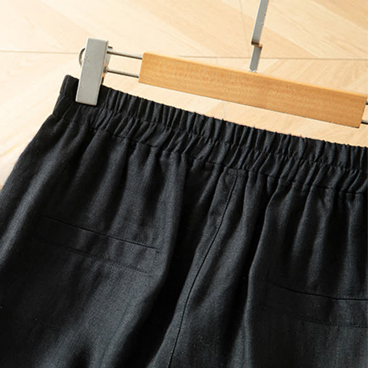 Buddha Stones Pantalones largos de mujer de primavera con cintura elástica alta, pernera ancha y bolsillos laterales. - image 32