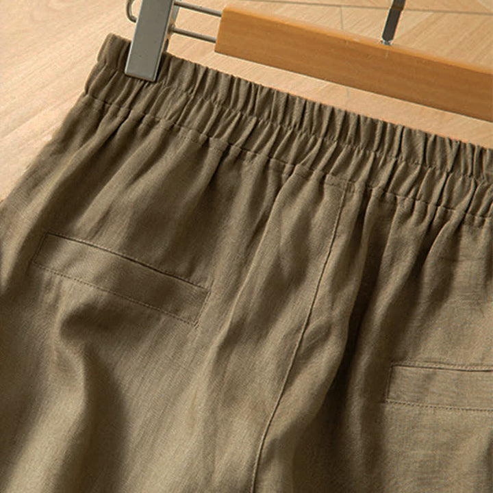 Buddha Stones Pantalones largos de mujer de primavera con cintura elástica alta, pernera ancha y bolsillos laterales. - image 5