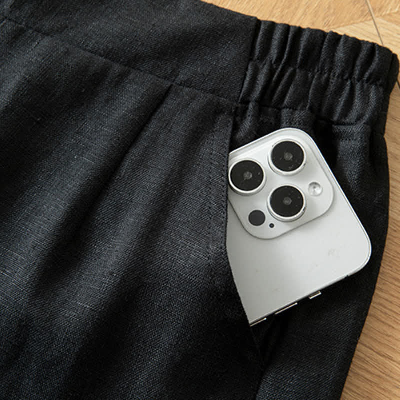 Buddha Stones Pantalones largos de mujer de primavera con cintura elástica alta, pernera ancha y bolsillos laterales. - image 35