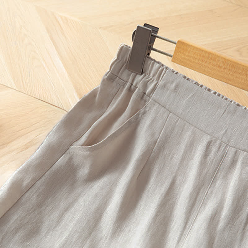 Buddha Stones Pantalones largos de mujer de primavera con cintura elástica alta, pernera ancha y bolsillos laterales. - image 18