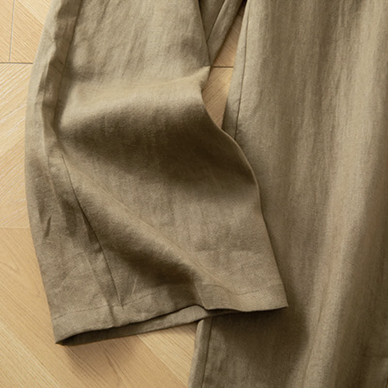 Buddha Stones Pantalones largos de mujer de primavera con cintura elástica alta, pernera ancha y bolsillos laterales. - image 10