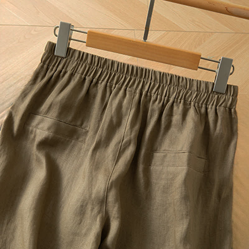 Buddha Stones Pantalones largos de mujer de primavera con cintura elástica alta, pernera ancha y bolsillos laterales. - image 3