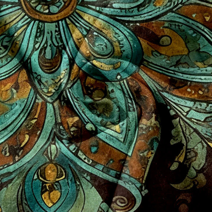Buddha Stones Pantalones de mujer de algodón con estampado de mandala paisley, cintura elástica y bolsillos. - image 5