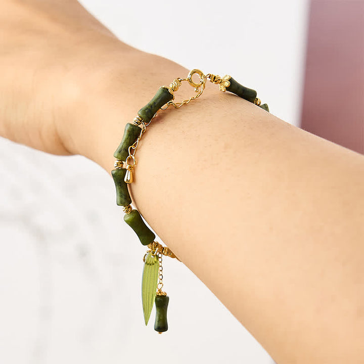 Buddha Stones Pulsera de la paz con cuentas de jade Hetian, peridoto y mariposa de bambú - image 3