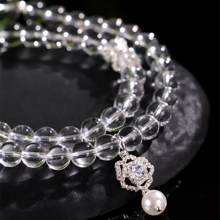 Buddha Stones Pulsera de perlas de cuarzo transparente natural - image 10