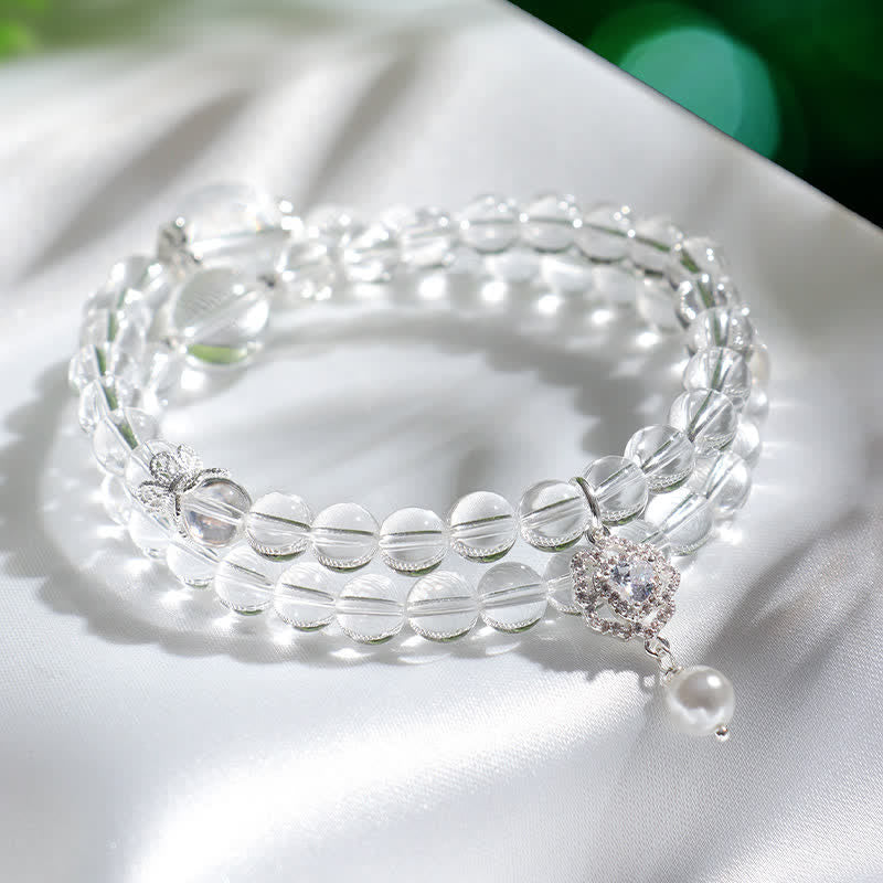 Buddha Stones Pulsera de perlas de cuarzo transparente natural - image 8