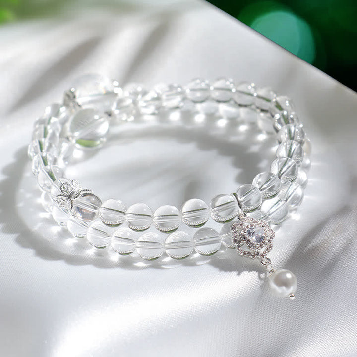 Buddha Stones Pulsera de perlas de cuarzo transparente natural - image 8