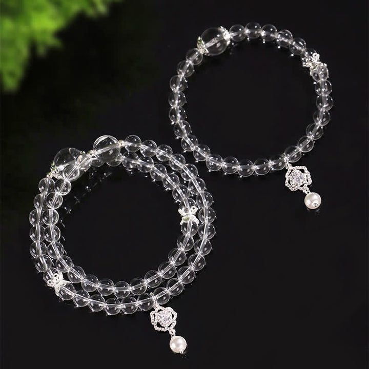 Buddha Stones Pulsera de perlas de cuarzo transparente natural - image 11