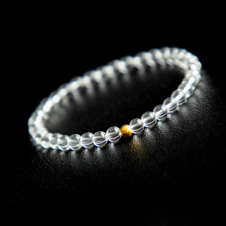 Buddha Stones Pulsera de meditación de cuarzo transparente natural de 4 mm - Cuarzo transparente (circunferencia de la muñeca: 14–15 cm) - image 0