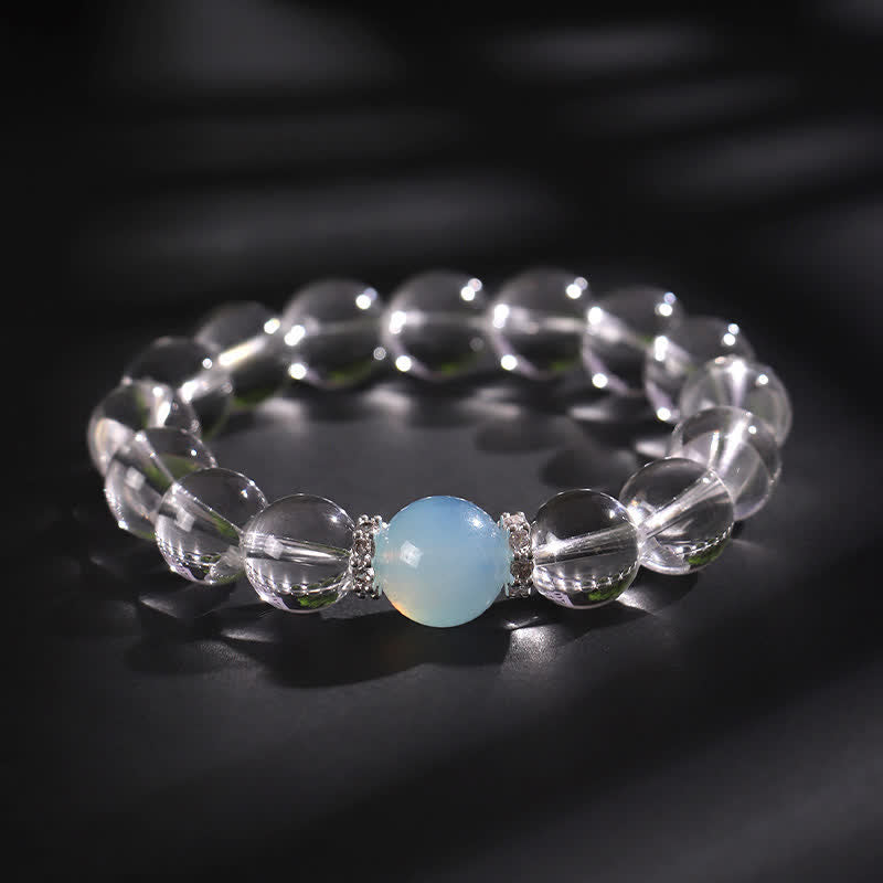 Buddha Stones Pulsera curativa de cuarzo transparente y aguamarina - image 11