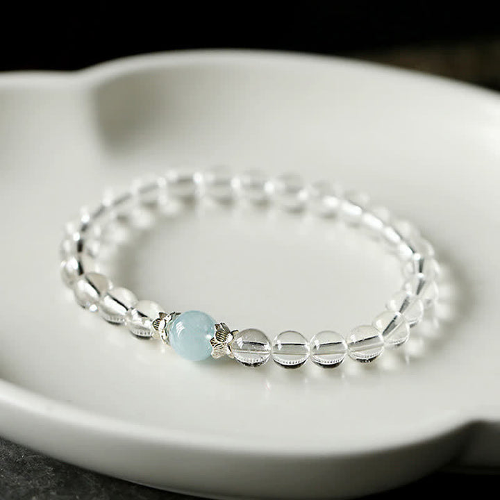 Buddha Stones Pulsera de cuarzo aguamarina transparente natural - image 2